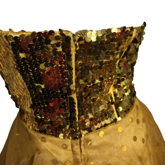 Gold Sequins Strapless Gown - Picture 10 of 14